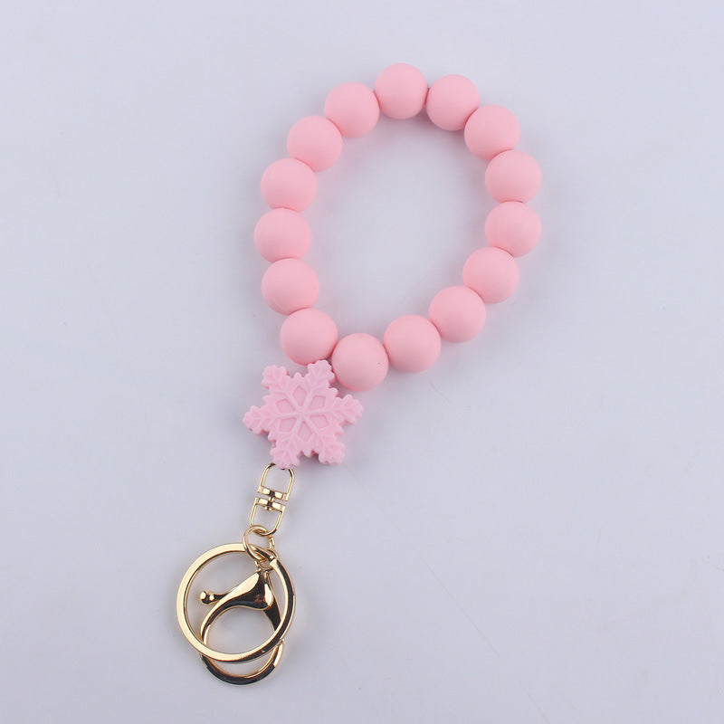 Wholesale Cartoon Silicone Snowflake Beads Wrist Keychain